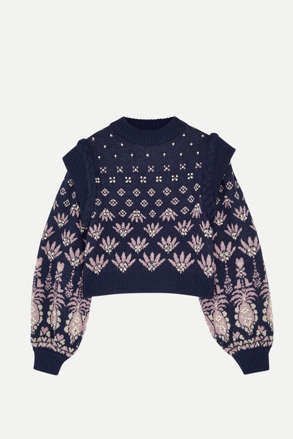 Ainika Martina Floral-Intarsia Knitted Jumper from Farm Rio