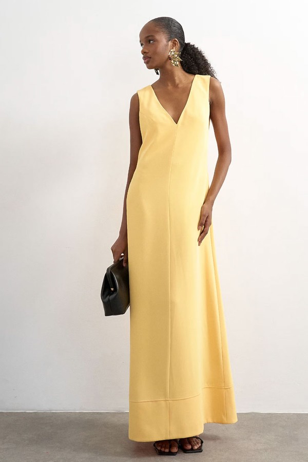 V Neck Low Armhole Clean Maxi Dress With Deep Hem from Topshop