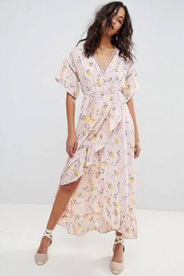 Moon River Ditsy Floral Wrap Maxi Dress from Asos