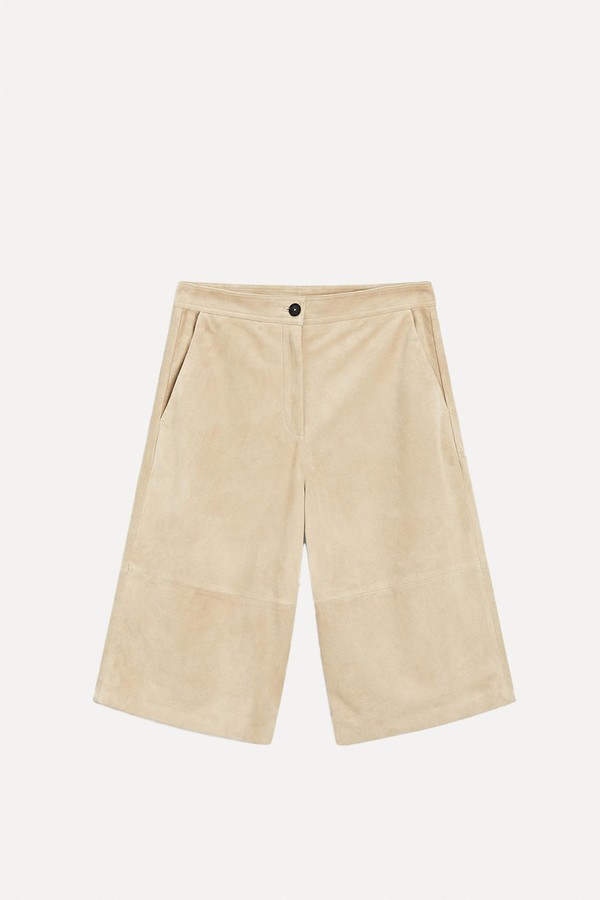 Long Suede Leather Bermuda Shorts