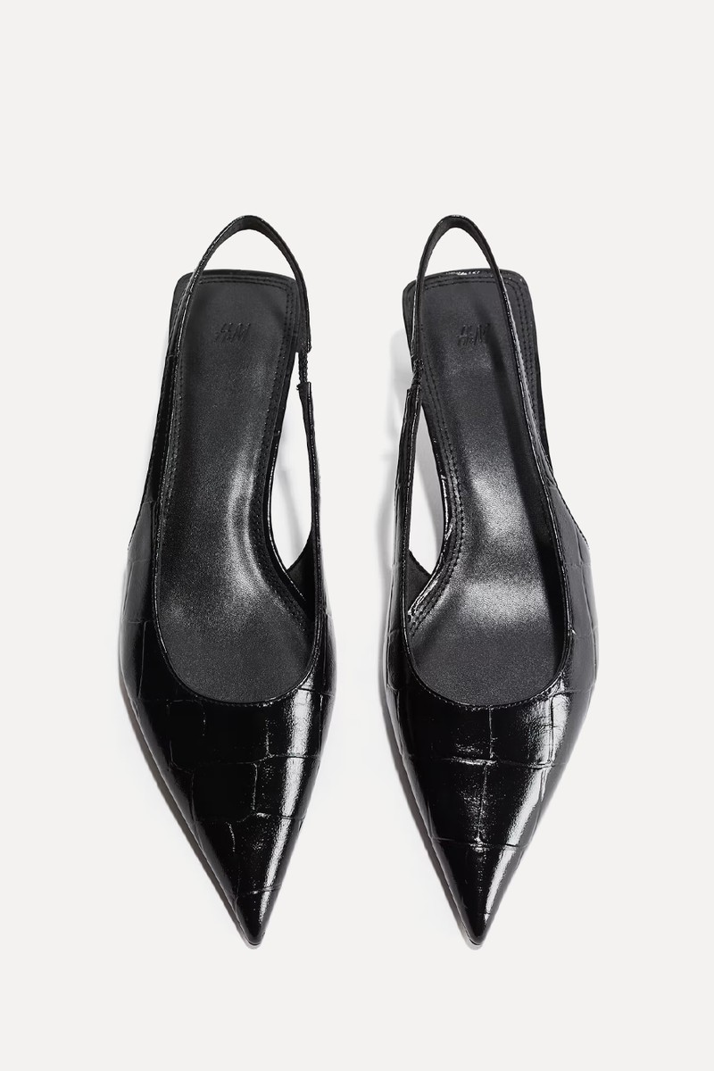 Kitten Heeled Pointed Slingbacks