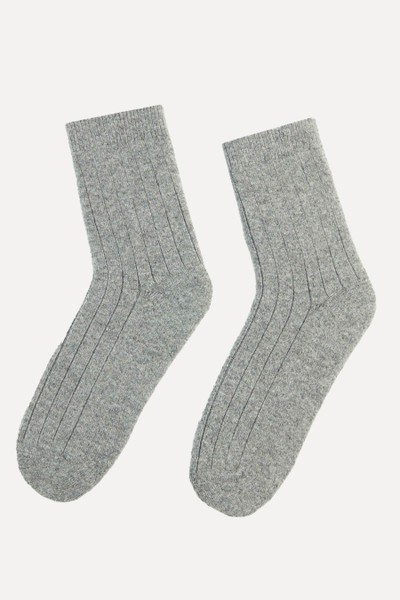 Unisex Cashmere Trim Knit Bed Socks