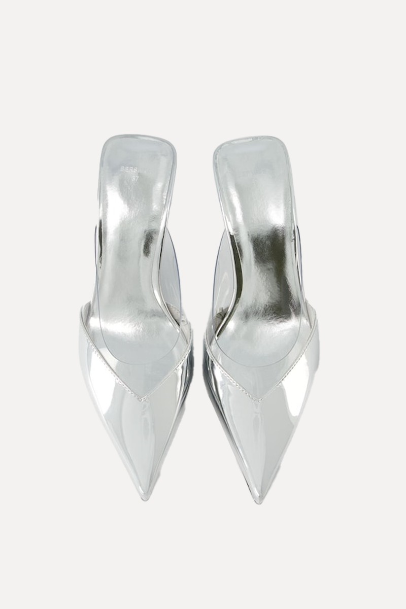 Metallic Vinyl Kitten Heel Mules from Bershka