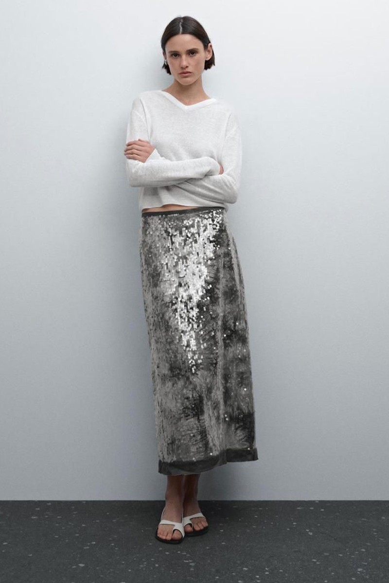 Midi Skirt With Sequins from Massimo Dutti