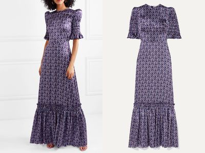 Ruffled Floral-Print Silk-Satin Maxi Dress from The Vampire's Wife