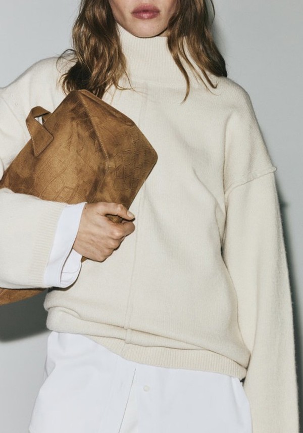 Seam-Detail Turtleneck Jumper