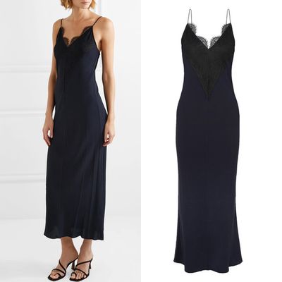 Stefani Lace Trimmed Satin Midi Dress from By Malene Birger