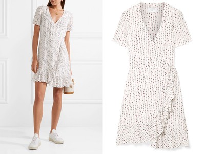 Printed Crepe Wrap Mini Dress from La Ligne