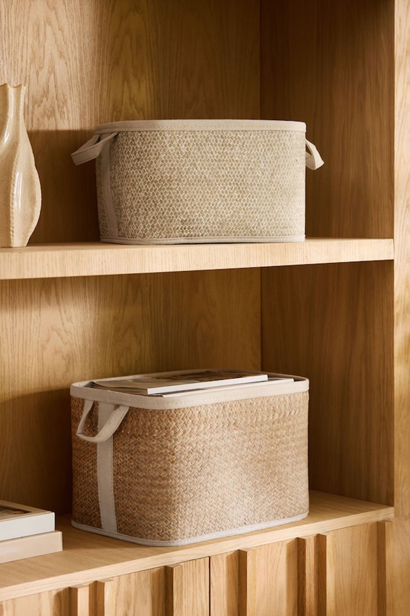 Set Of 2 Herringbone Storage Baskets
