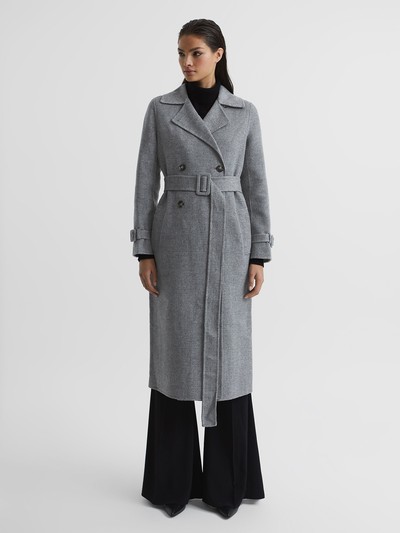 Alexa Belted Blindseam Checked Trench Coat