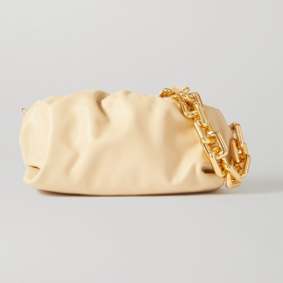 The Chain Pouch Gathered Leather Clutch from Bottega Veneta