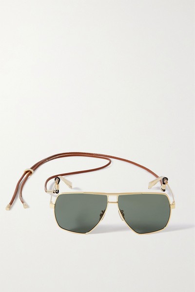 Oversized Aviator Style Gold Tone Sunglasses from Celine Eyewear