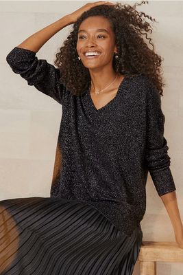 Sparkle Cashmere V-Neck Jumper from The White Company
