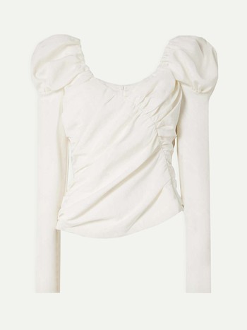 Luna Draped Wool-Blend Moire Top from LIBEROWE