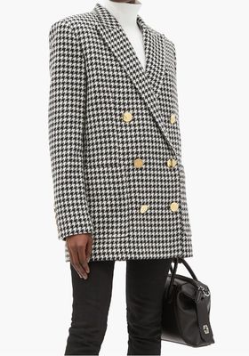 Double-Breasted Houndstooth Wool-Blend Jacket from Balmain