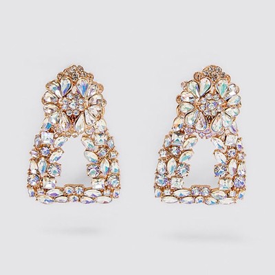 Geometric Rhinestone Earrings from Zara