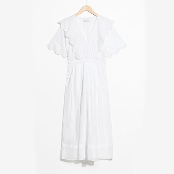 Palm Embroidered Scallop Dress from & Other Stories