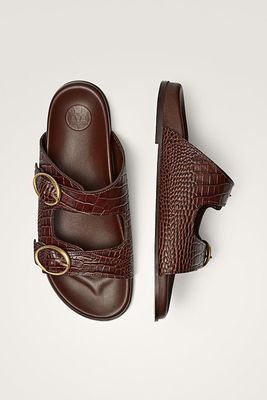 Flat Mock Croc Sandals from Massimo Dutti