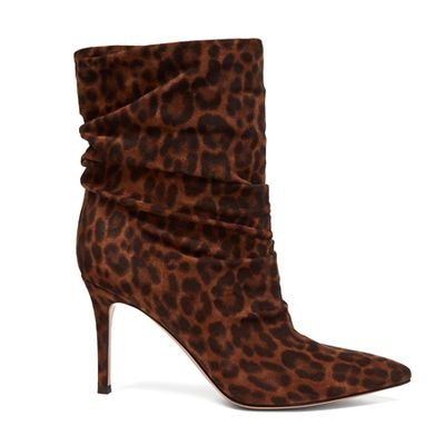 Cecile 85 Leopard-Print Suede Ankle Boot from Gianvito Rossi