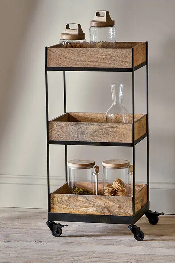 Soma Mango Wood Storage Trolley from Kayu Home
