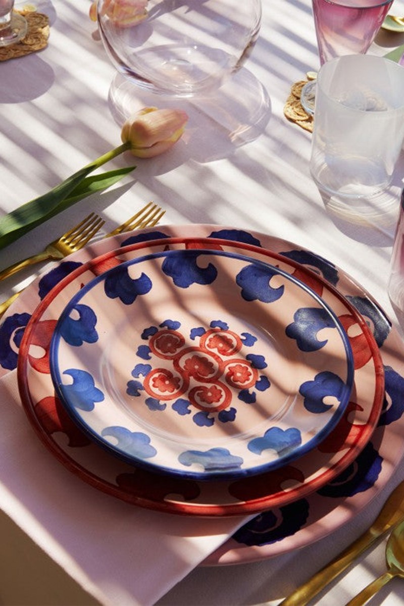 Swirl Flower Painted Ceramic Plates from Emporio Sirenuse