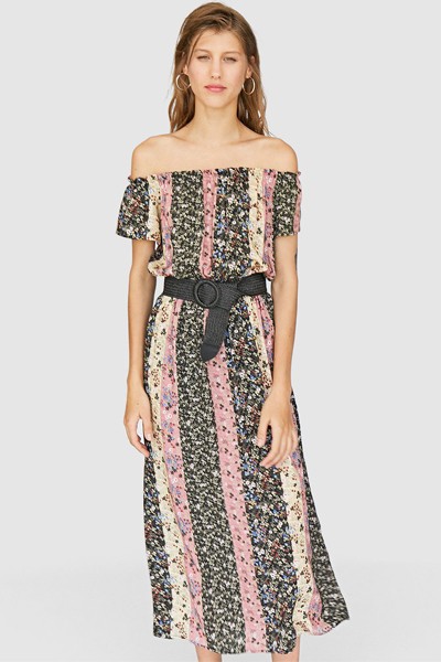 Long Printed Dress from Stradivarius