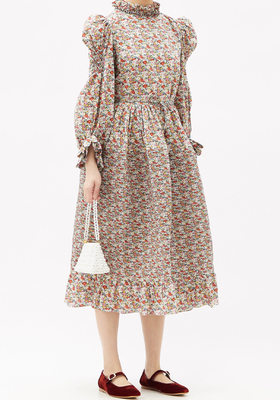 Claire Balloon-Sleeve Floral-Print Cotton Dress from Horror Vacui