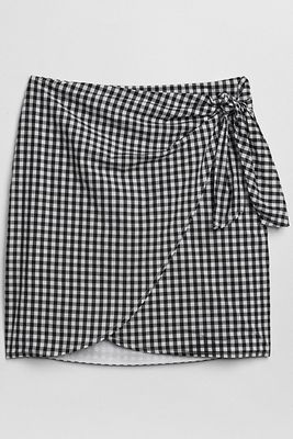 Gingham Print Wrap Mini Skirt from GAP