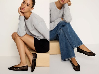 Diamond Mesh Ballet Flats from Good American