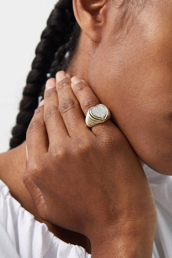 Heart Diamond & 9kt Gold Signet Ring Heart Diamond & 9kt Gold Signet Ring from Yvonne Léon