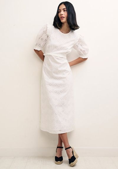 Organic Cotton Broderie Midi Tea Dress from Nobody's Child