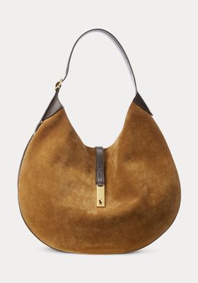 Polo ID Leather Trim Suede Shoulder Bag