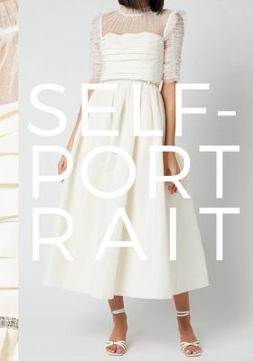 Ivory Taffeta Dot Mesh Midi Dress from Self-Portrait