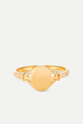 Tilly 9ct Yellow Gold & Diamond Signet Ring from V By Laura Vann