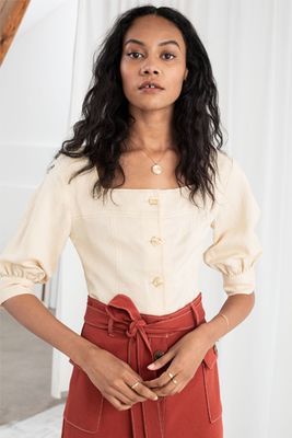 Linen Blend Square Neck Top from & Other Stories