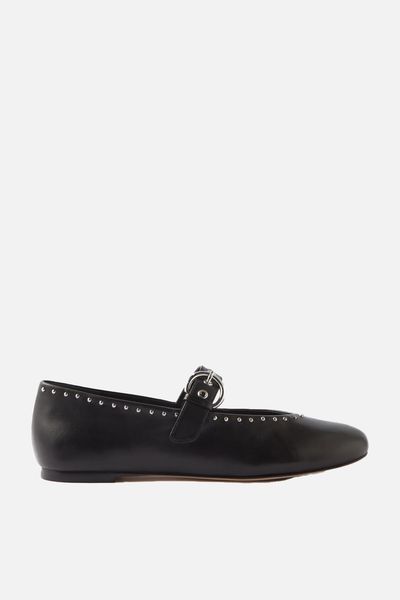  Bethany Studded Leather Mary Jane Ballet Flats from Reformation