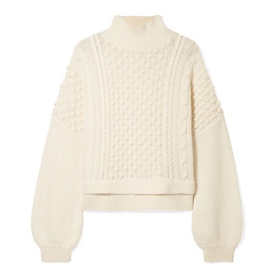 Nubby Wool-Blend Turtleneck Sweater from Frame