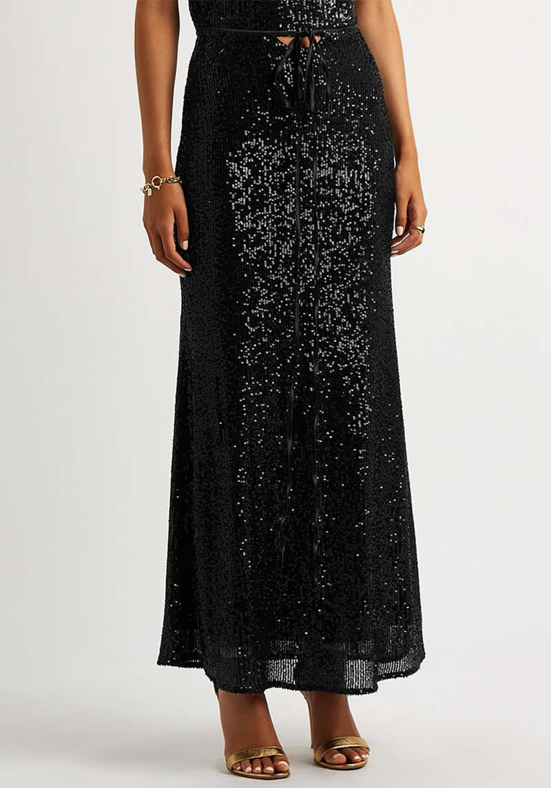 Boyd Black Sequin Maxi Skirt