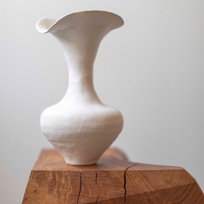 'Lola' White Stoneware Vase from Raffaella