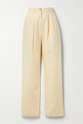 Jay Pleated Linen Straight-Leg Pants from Anine Bing
