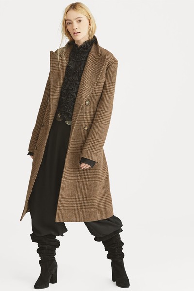 Glen Plaid Wool Trench