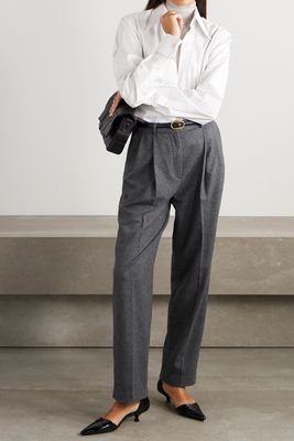 Pleated Recycled Wool-Blend Straight-Leg Pants  from TOTEME + NET SUSTAIN