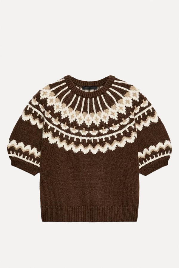 Short Sleeve Jacquard Knit Jumper  from Zara