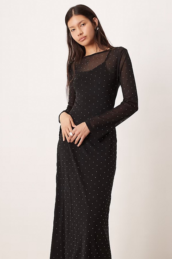 Hotfix Embellished Long Sleeve Midaxi Dress from Never Fully Dressed