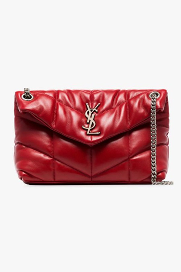 Red Loulou Quilted Small Leather Shoulder Bag from Saint Laurent