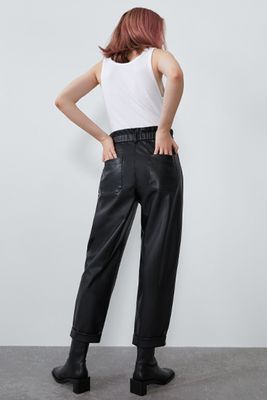 Faux Leather Carrot-Fit Trousers from Zara