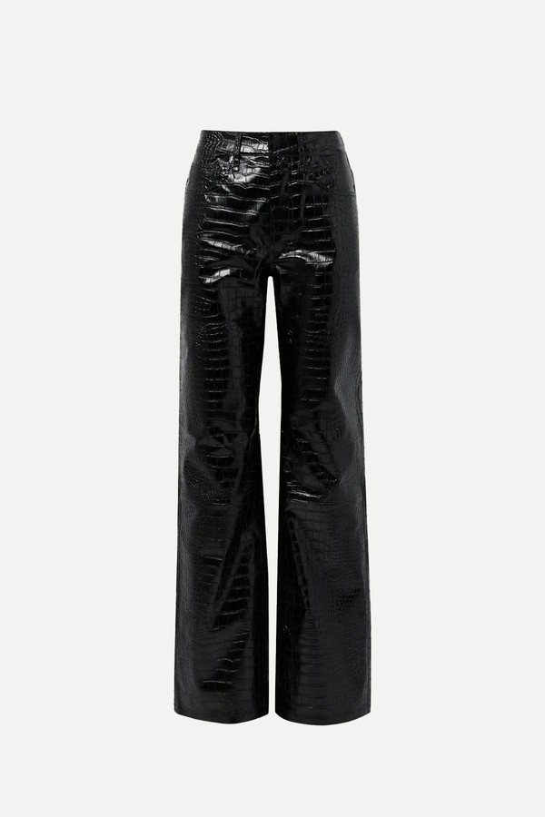 Bonnie Croc-Effect Faux Leather Straight-Leg Pant from The Frankie Shop