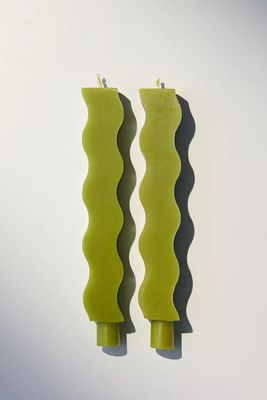 Green Wavy Taper Candle 2-Pack from Urban Outfitters