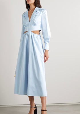 Cutout Cotton-Poplin Midi Shirt Dress from Self Portrait 