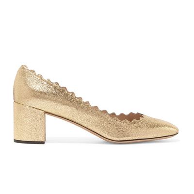 Lauren Scalloped Cracked-Leather Pumps from Chloé